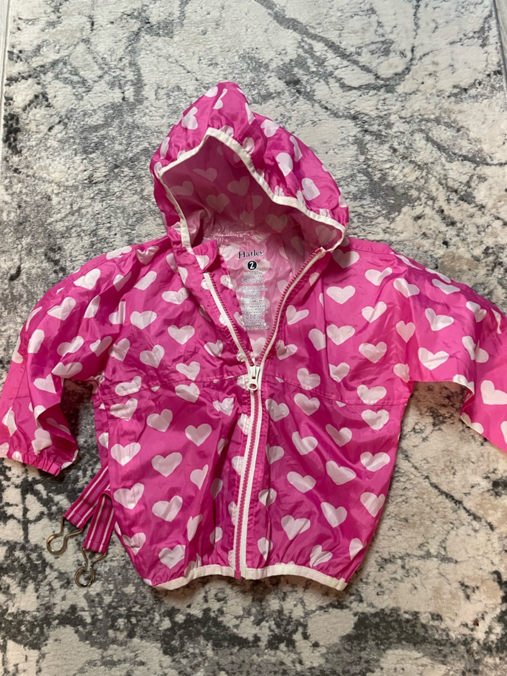 Hatley Pink and White Polka Dot Hooded Rain Jacket